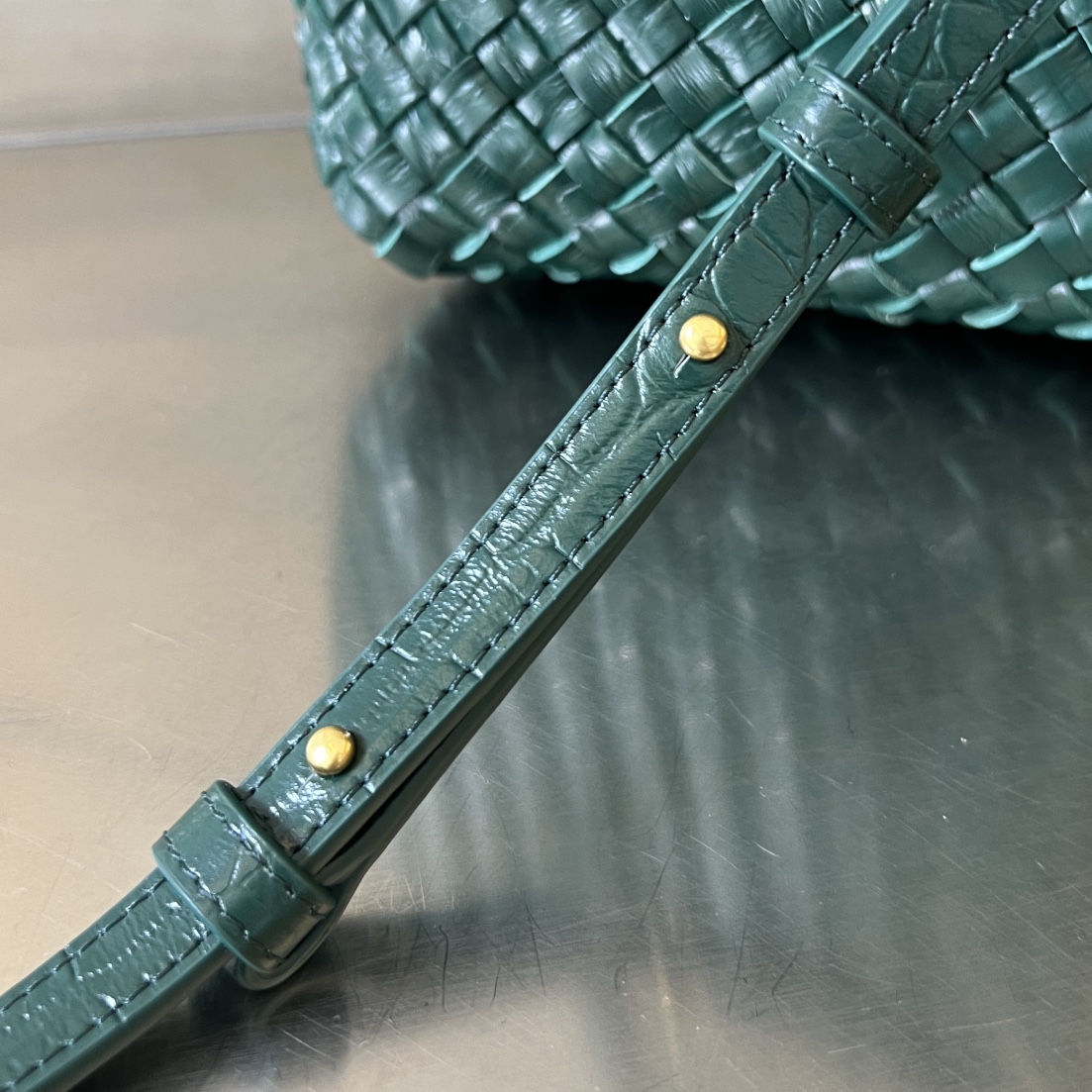 Mini Cabat Intreccio Crocodile Grain Leather Tote Emerald Green